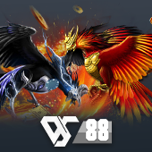 Sabong arena game icon with a fighting rooster emblem